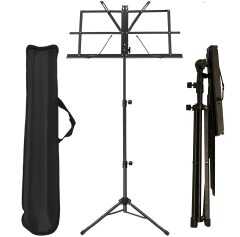 Music Stand, Folding Height & Angle Adjustable Metal Orchestral Notation Stand with Music Sheet Clip Holder, Portable Solid Back Tripod Base Projector Stand (Notation Stand)
