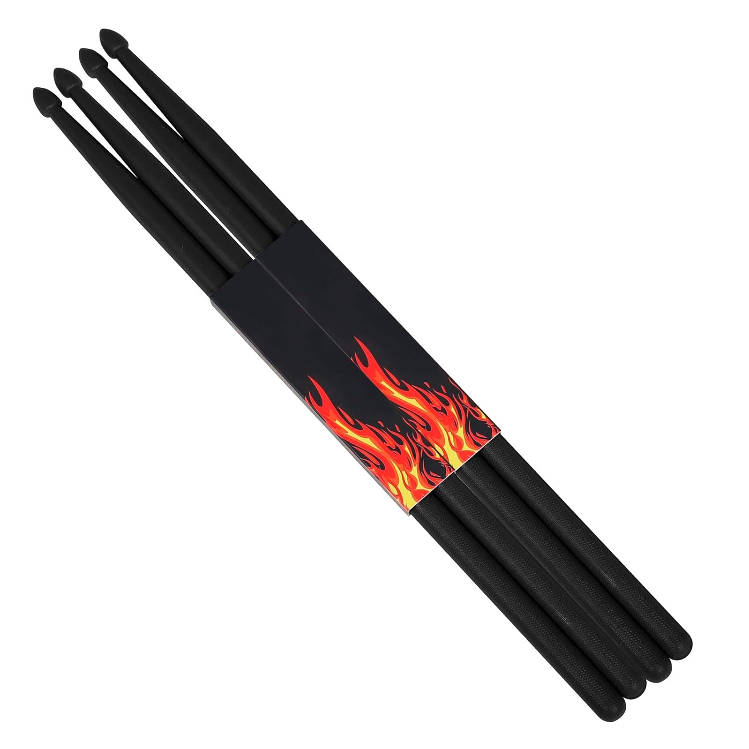 Nylon Drumsticks for Adults Kids Light Durable Plastic Drum Sticks Set with Non-Slip Handles Professional Musical Instrument Percussion Accessories (Black or Black)