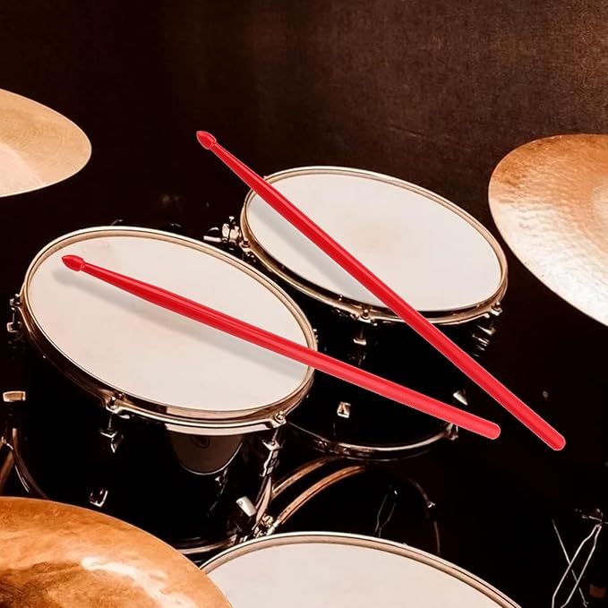 Nylon Drumsticks for Adults Kids Light Durable Plastic Drum Sticks Set with Non-Slip Handles Professional Musical Instrument Percussion Accessories (Black or Black)