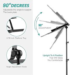 Music Stand, Folding Height & Angle Adjustable Metal Orchestral Notation Stand with Music Sheet Clip Holder, Portable Solid Back Tripod Base Projector Stand (Notation Stand)