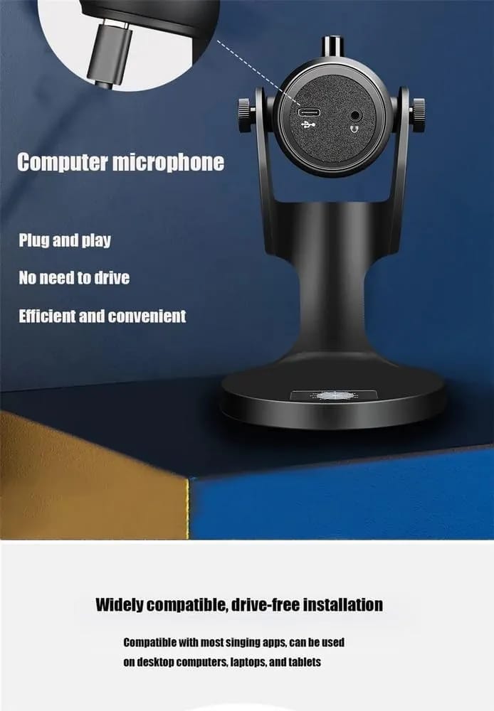 USB Condenser Microphone Compatible with PC/MAC/Ps4, RGB Lighting Computer Mic with Noise Cancelling & Reverb, Studio Microphone for Voice and Music Recording,Podcasting, Streaming, Gaming