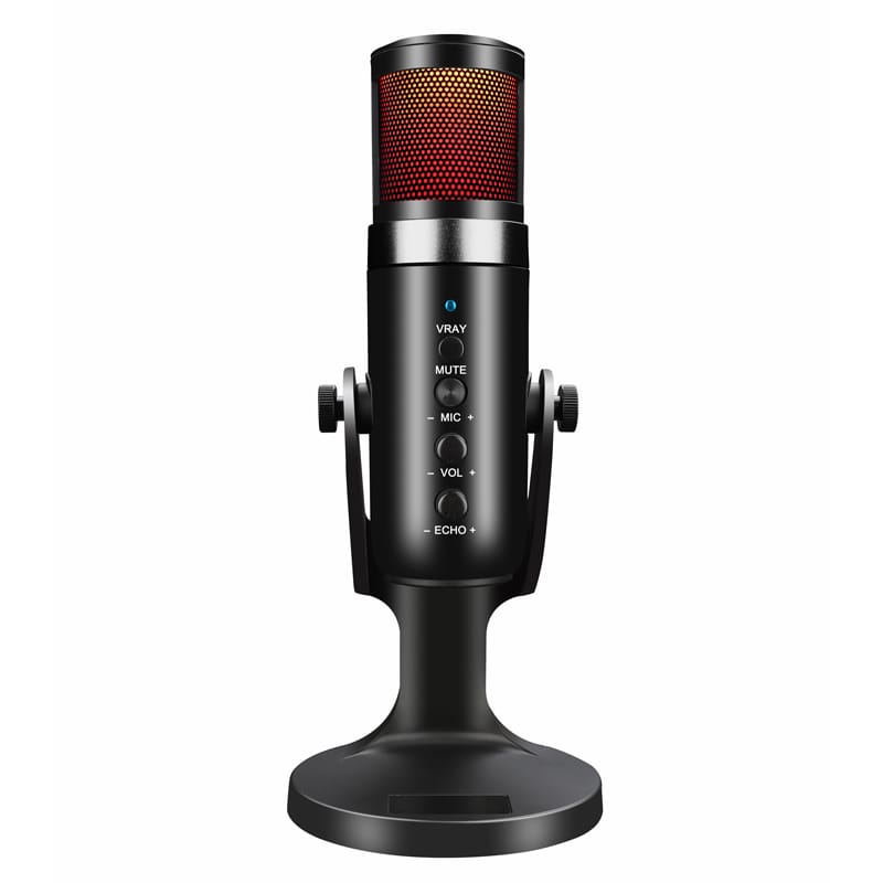 USB Condenser Microphone Compatible with PC/MAC/Ps4, RGB Lighting Computer Mic with Noise Cancelling & Reverb, Studio Microphone for Voice and Music Recording,Podcasting, Streaming, Gaming