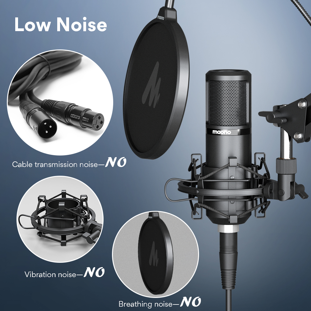 Maono PM320S XLR Condenser Microphone Kit Professional Cardioid Vocal Studio Recording Mic for Streaming Voice Over Home-Studio