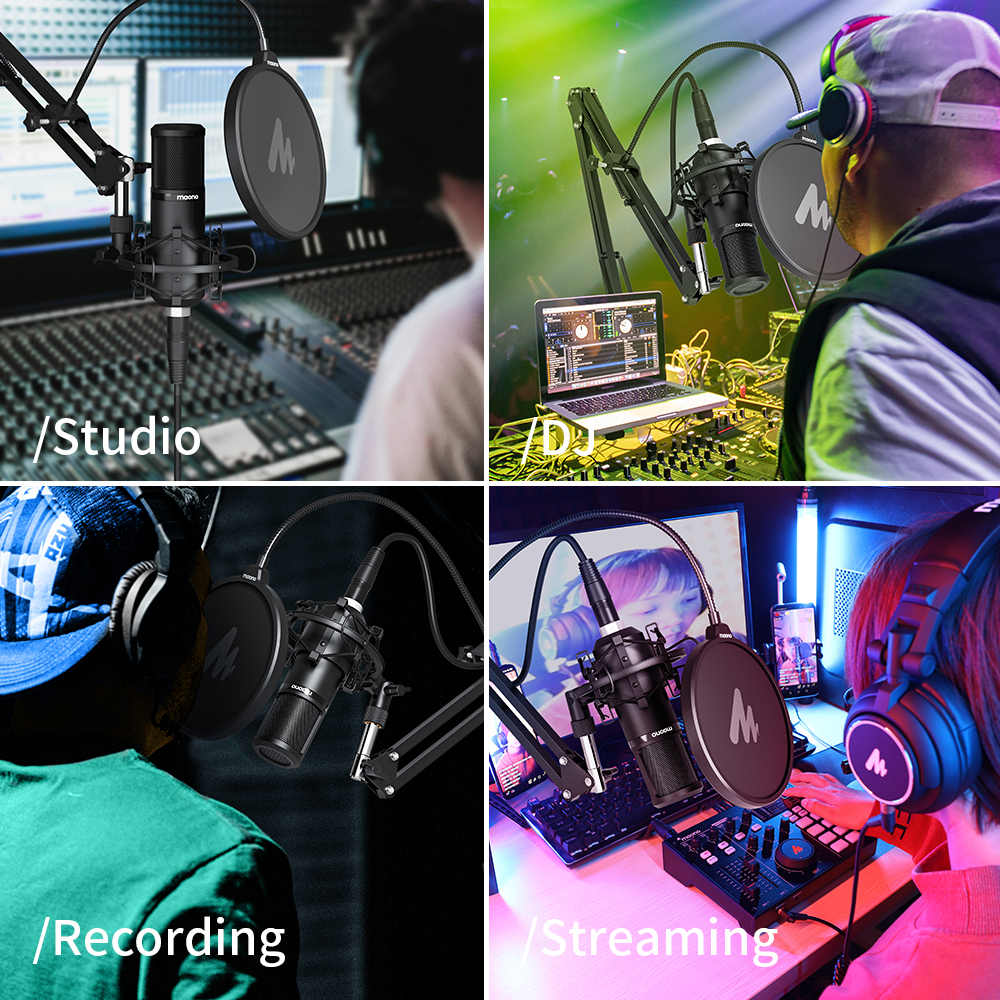 Maono PM320S XLR Condenser Microphone Kit Professional Cardioid Vocal Studio Recording Mic for Streaming Voice Over Home-Studio