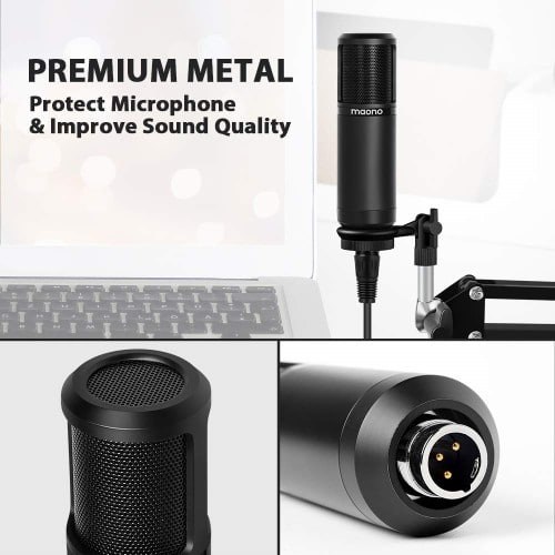 Maono PM320S XLR Condenser Microphone Kit Professional Cardioid Vocal Studio Recording Mic for Streaming Voice Over Home-Studio