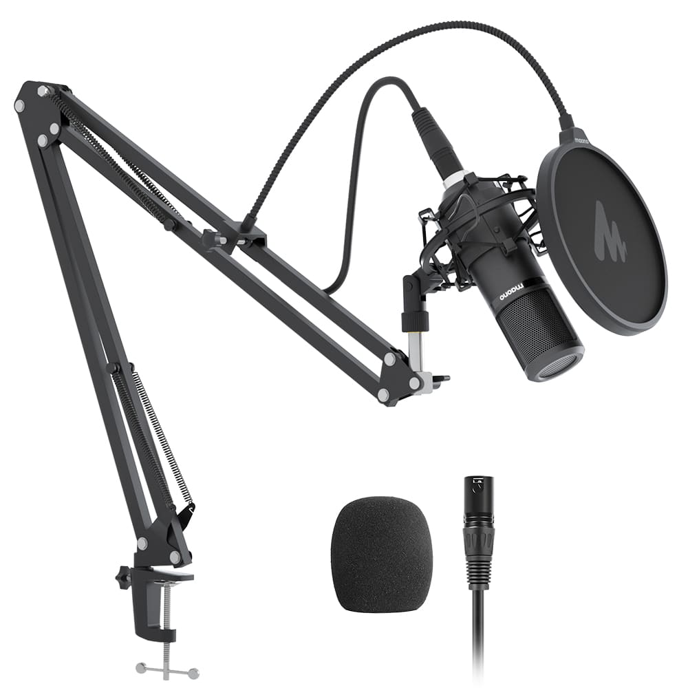 Maono PM320S XLR Condenser Microphone Kit Professional Cardioid Vocal Studio Recording Mic for Streaming Voice Over Home-Studio