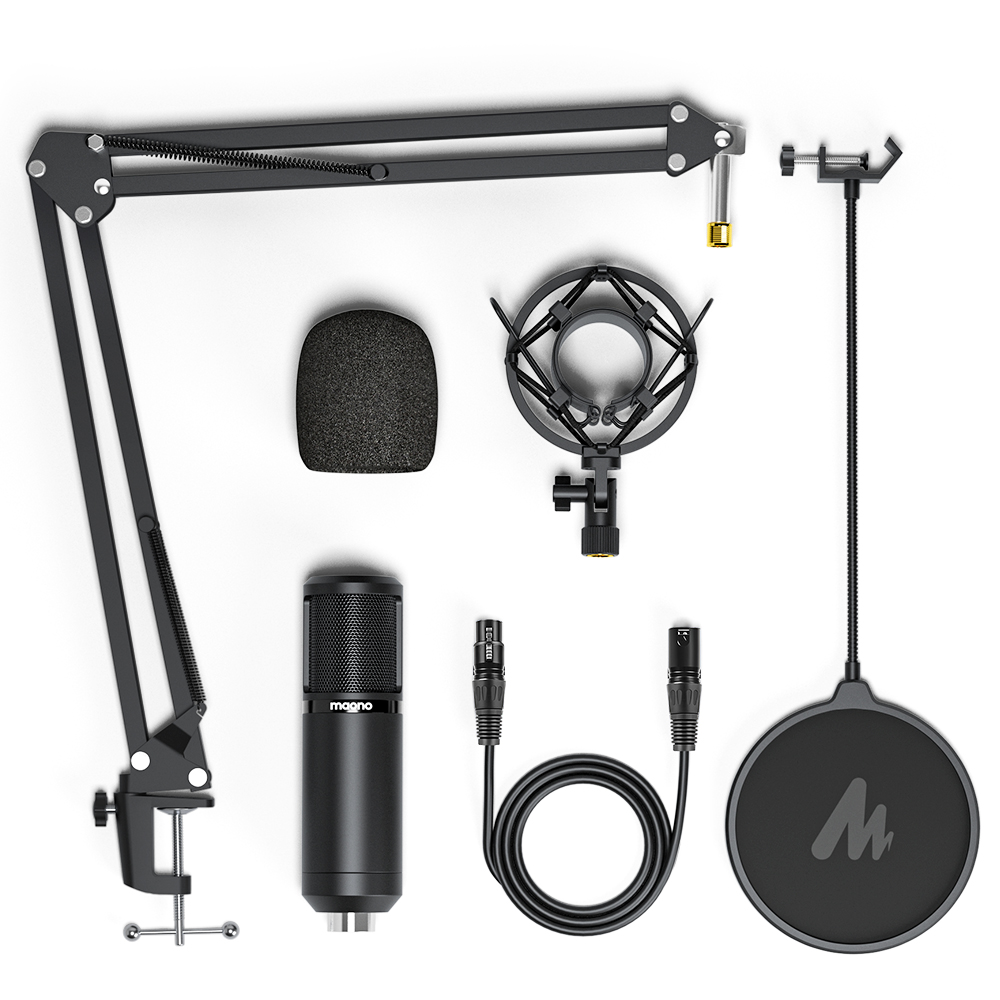 Maono PM320S XLR Condenser Microphone Kit Professional Cardioid Vocal Studio Recording Mic for Streaming Voice Over Home-Studio