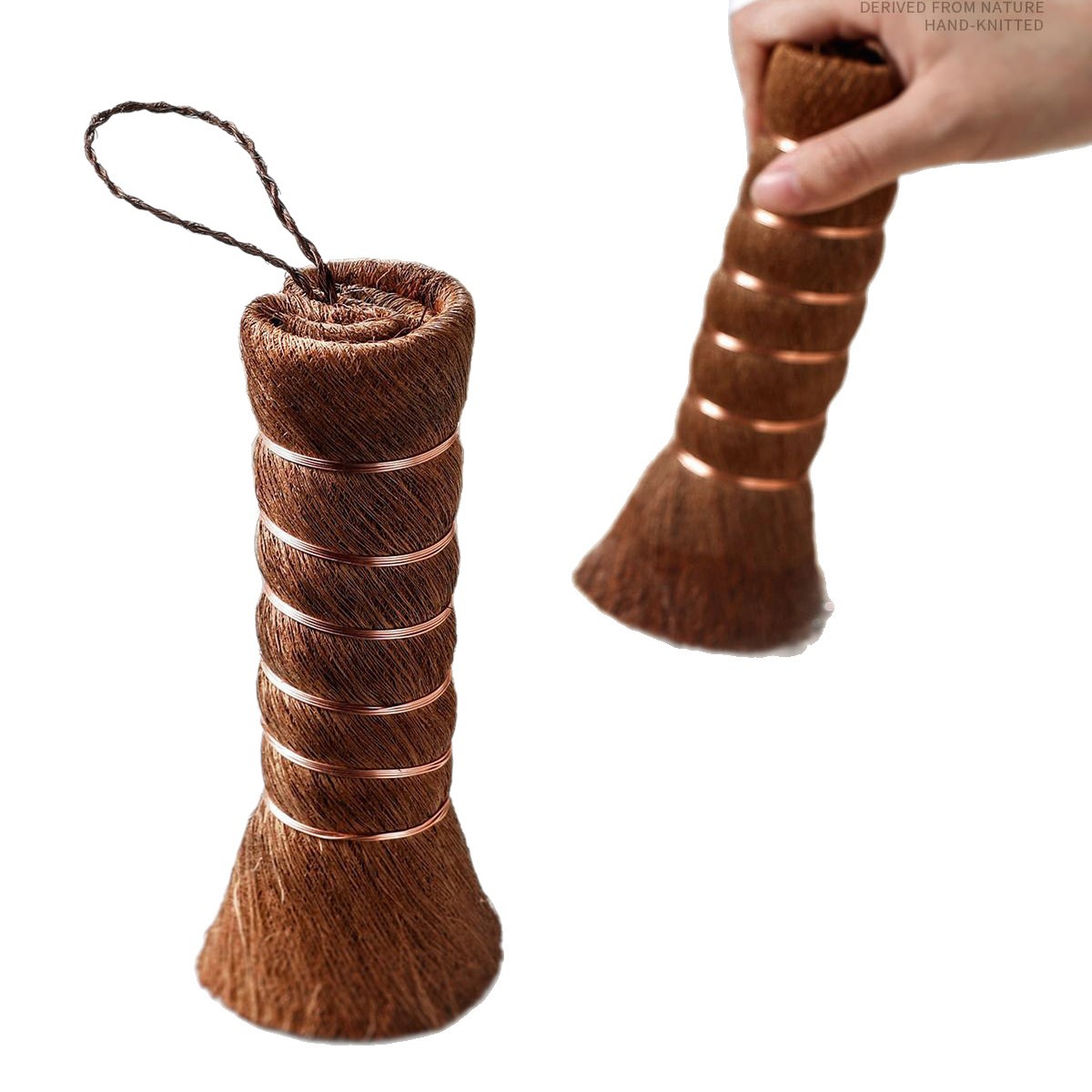 Natural palm wood pot scrubber, kitchen-specific long-handled pot scrubber, won't get your hands dirty while washing dishes.