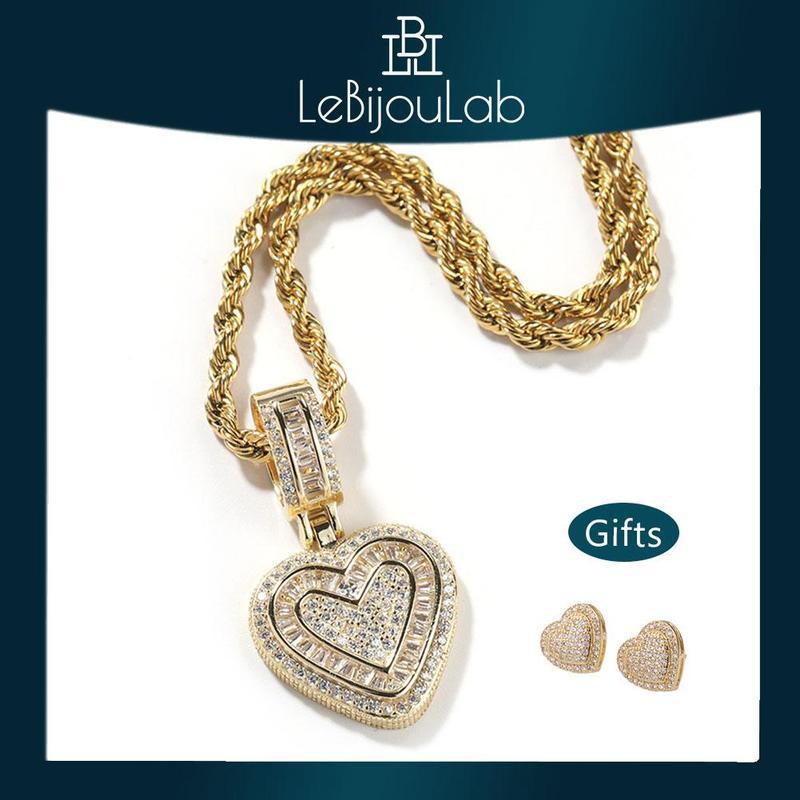 Rock candy heart pendant, niche design, copper-set zircon necklace, understated luxury hip-hop style jewelry.
