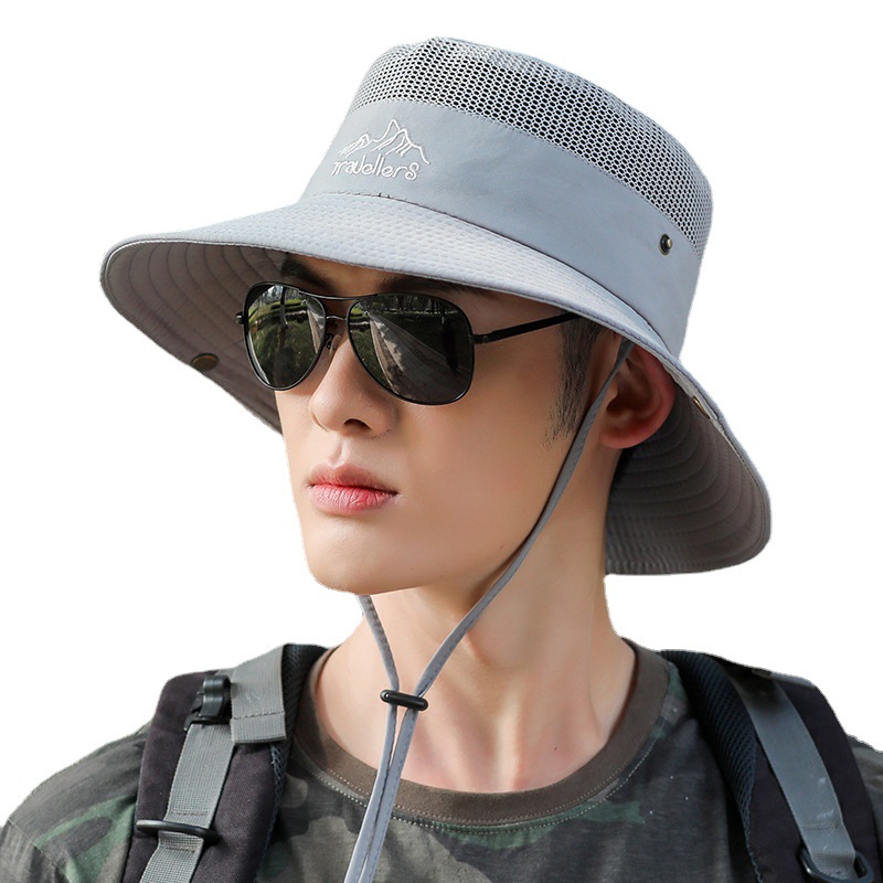New portable fisherman's hat for men, outdoor fishing hat, mesh breathable sun hat, hiking hat