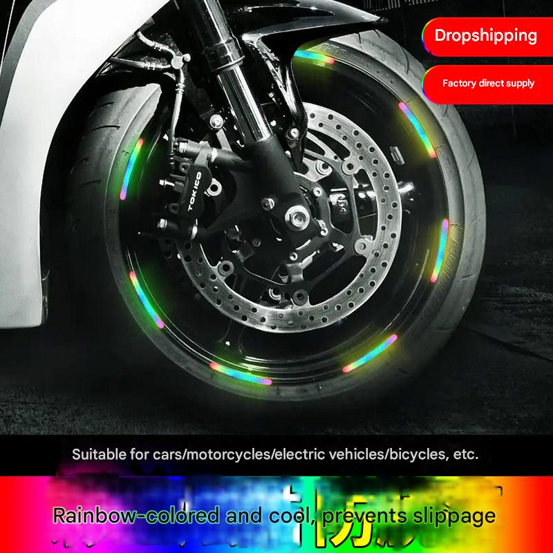 Car wheel fluorescent stickers, rim stickers, reflective strips, warning stickers, electric motorcycle and bicycle decorative stickers