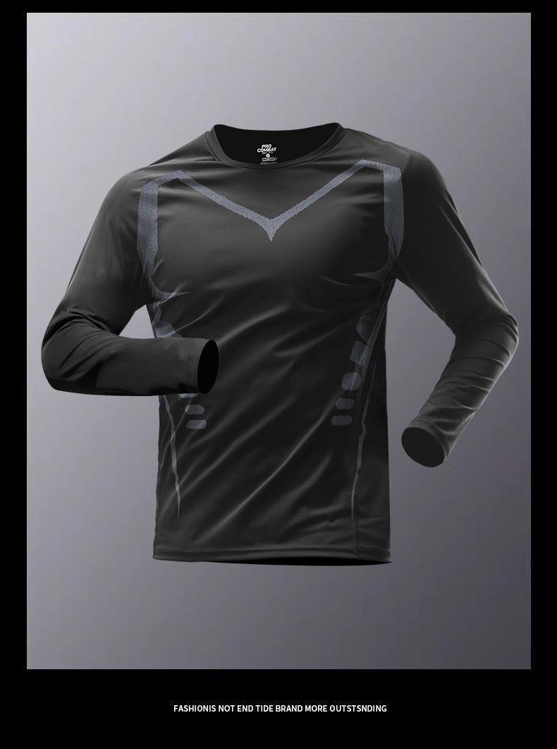 Quick-drying long-sleeved sportswear, men's fitness clothes, running t-shirts, spring, summer and autumn training clothes, loose-fitting, sweat-wicking and breathable shirts