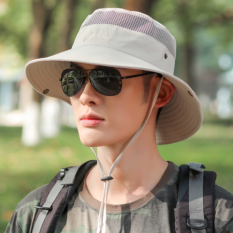 New portable fisherman's hat for men, outdoor fishing hat, mesh breathable sun hat, hiking hat