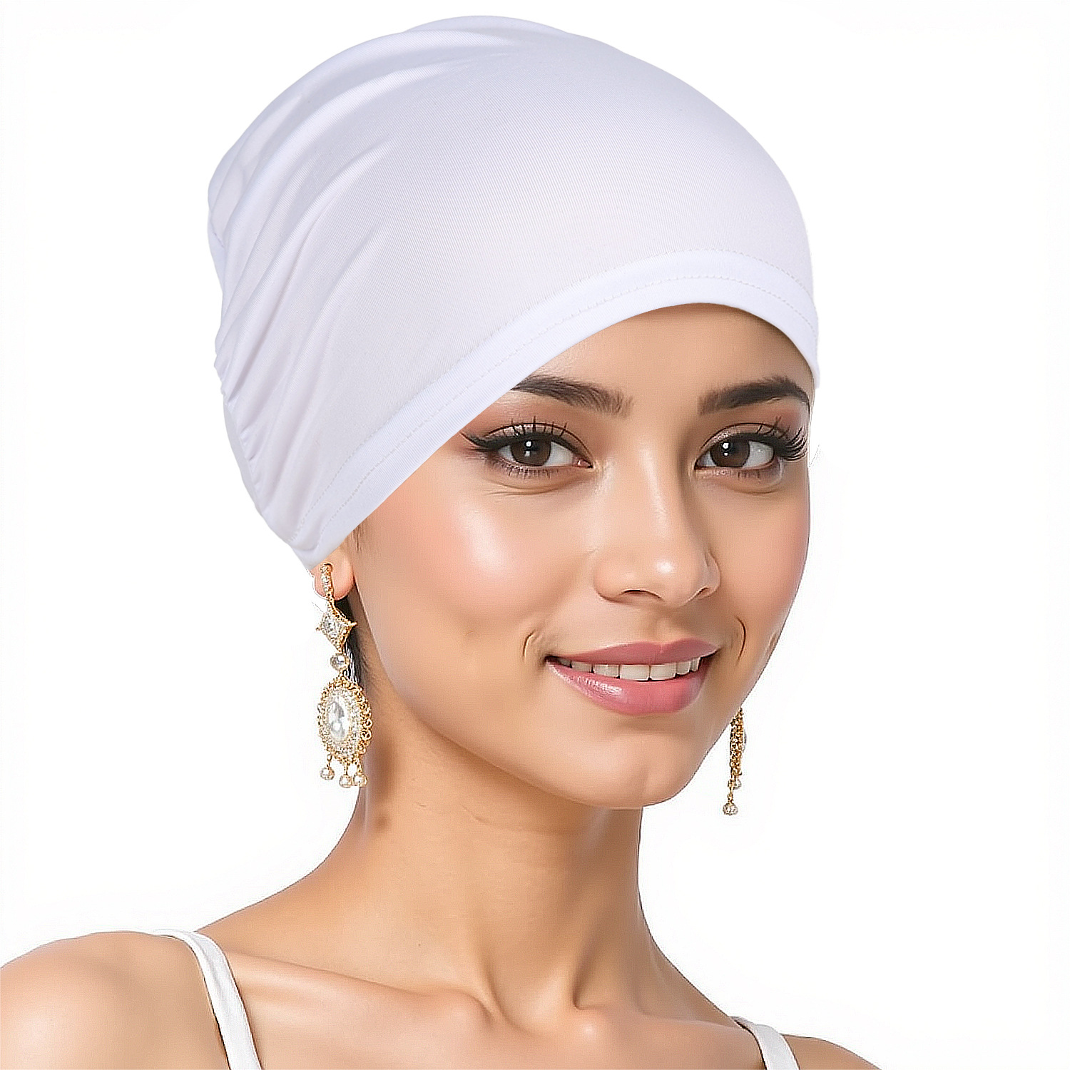 New solid color two-piece cap, Amazon bestseller, versatile solid color base layer cap, milk silk head covering, Indian cap.
