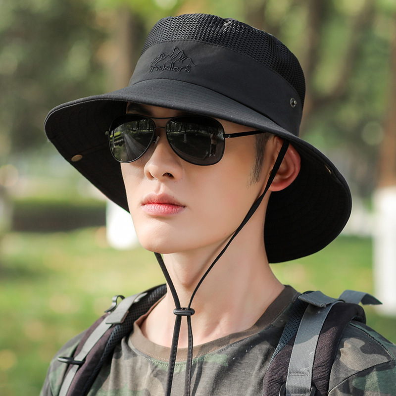 New portable fisherman's hat for men, outdoor fishing hat, mesh breathable sun hat, hiking hat