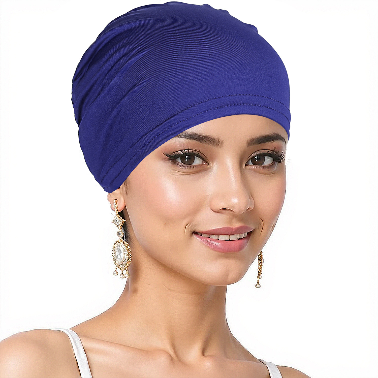 New solid color two-piece cap, Amazon bestseller, versatile solid color base layer cap, milk silk head covering, Indian cap.