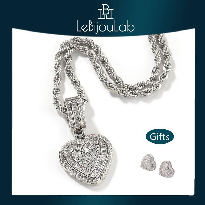 Rock candy heart pendant, niche design, copper-set zircon necklace, understated luxury hip-hop style jewelry.