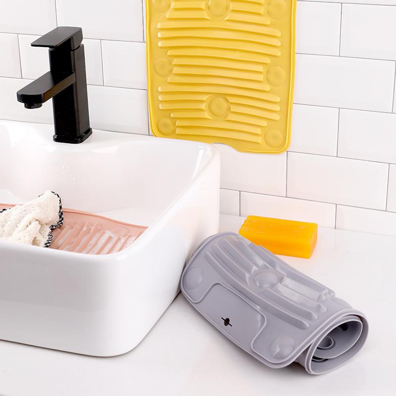 Creative silicone washboard with built-in washboard, multi-functional foldable mini soft suction cup type.