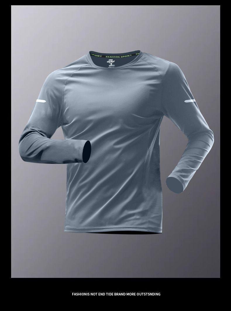 Quick-drying long-sleeved sportswear, men's fitness clothes, running t-shirts, spring, summer and autumn training clothes, loose-fitting, sweat-wicking and breathable shirts