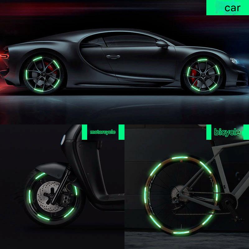 Car wheel fluorescent stickers, rim stickers, reflective strips, warning stickers, electric motorcycle and bicycle decorative stickers
