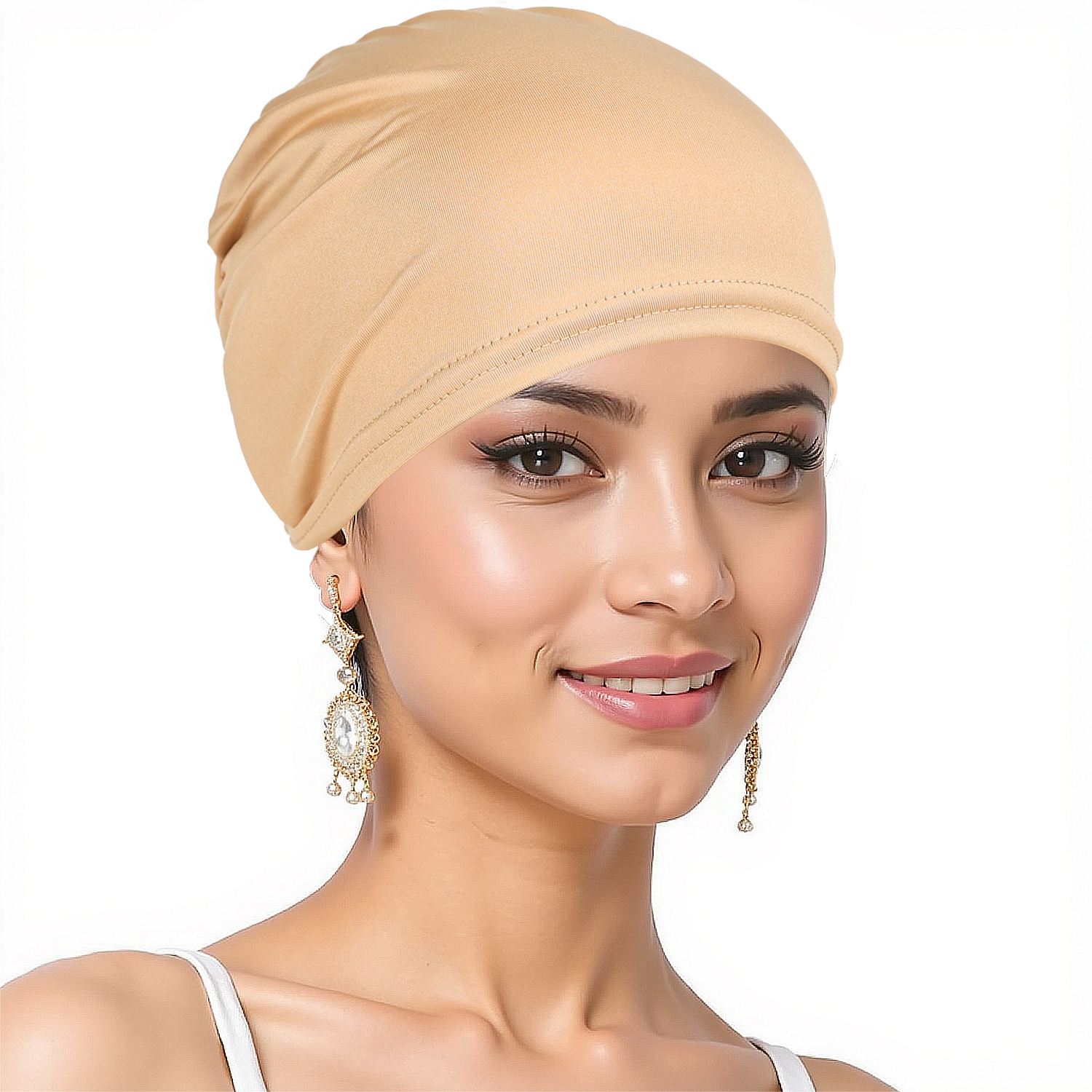 New solid color two-piece cap, Amazon bestseller, versatile solid color base layer cap, milk silk head covering, Indian cap.