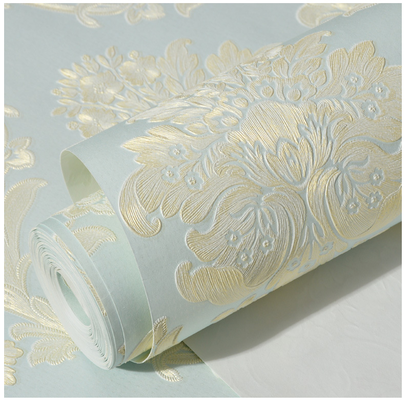 Self-adhesive 3D embossed wallpaper sticker, European pastoral style, finely pressed for bedroom, living room, study, TV background wall wallpaper.