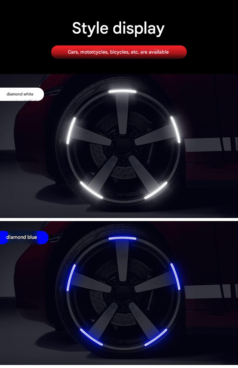 Car wheel fluorescent stickers, rim stickers, reflective strips, warning stickers, electric motorcycle and bicycle decorative stickers