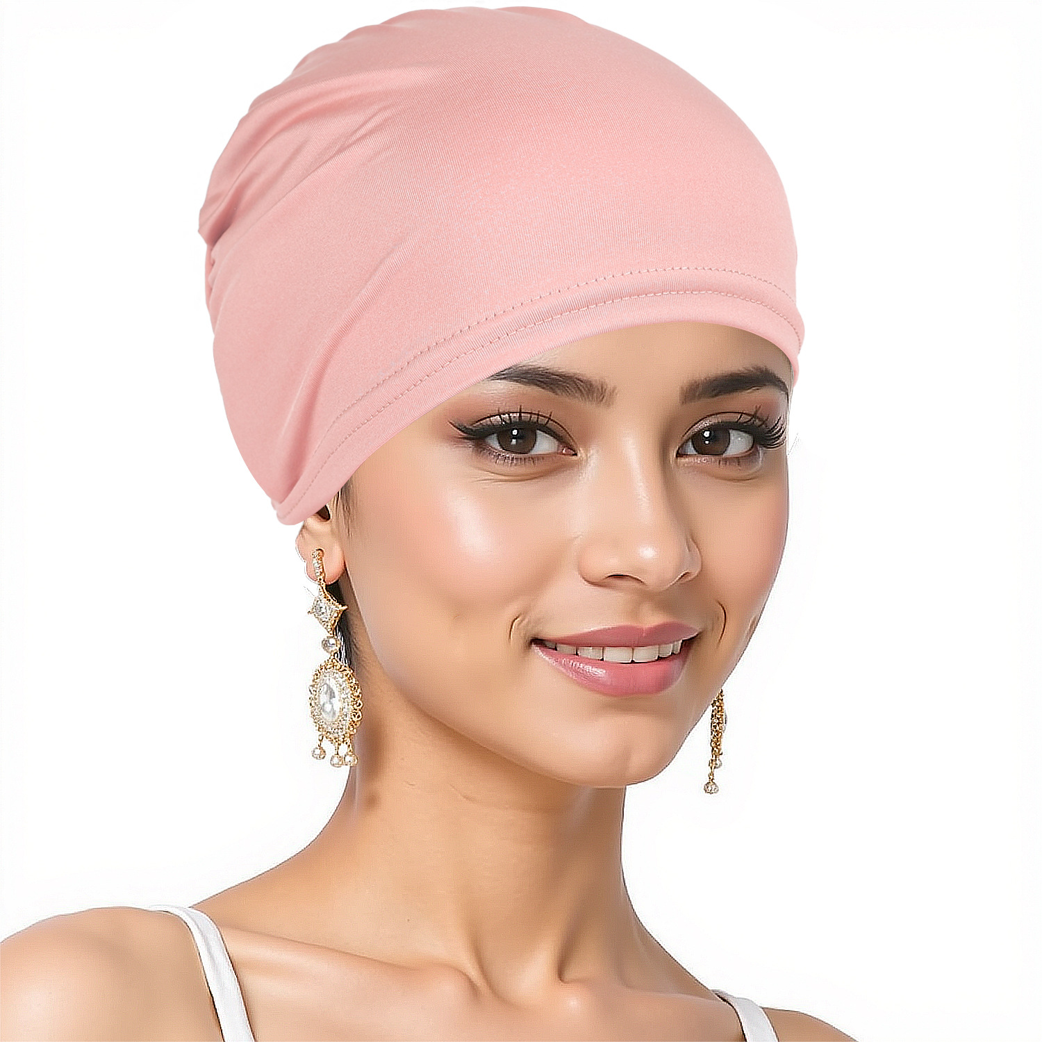 New solid color two-piece cap, Amazon bestseller, versatile solid color base layer cap, milk silk head covering, Indian cap.