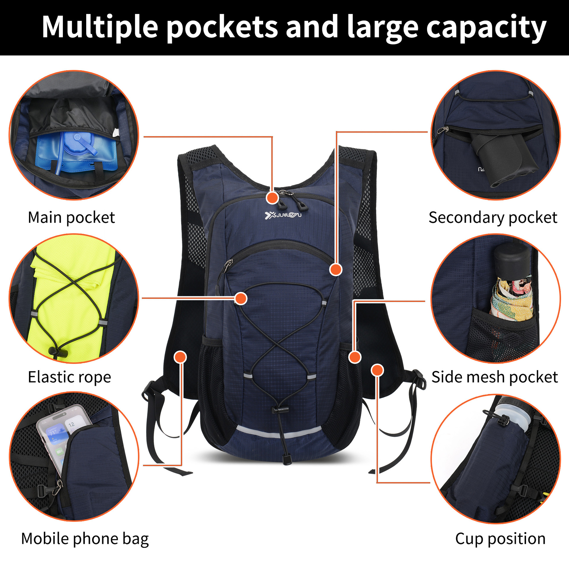 Outdoor hiking backpack, multi-functional mountaineering travel backpack, waterproof nylon cycling bag