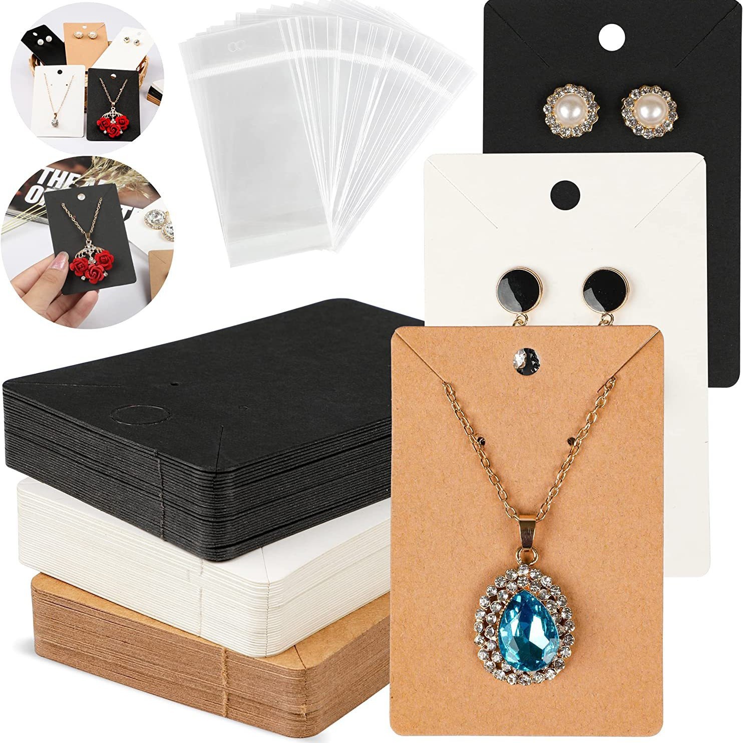 100 pcs/set Jewelry card, used for storage  of jewelry 、including necklaces and earrings.