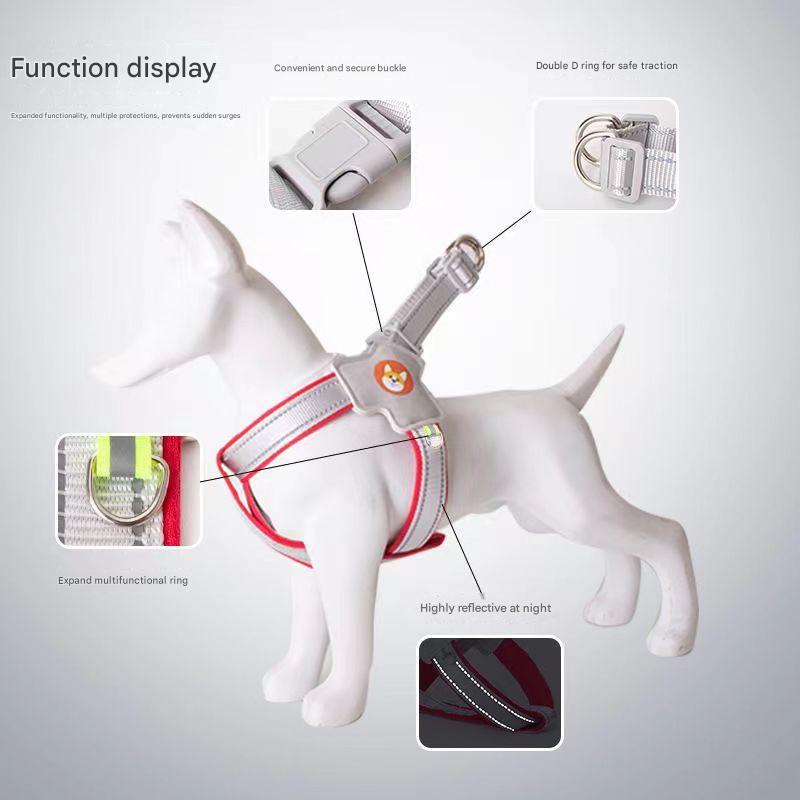 2M Dog leash vest style pet chest harness dog walking leash for small and medium-sized Corgis, Bichons, and Teddy dogs