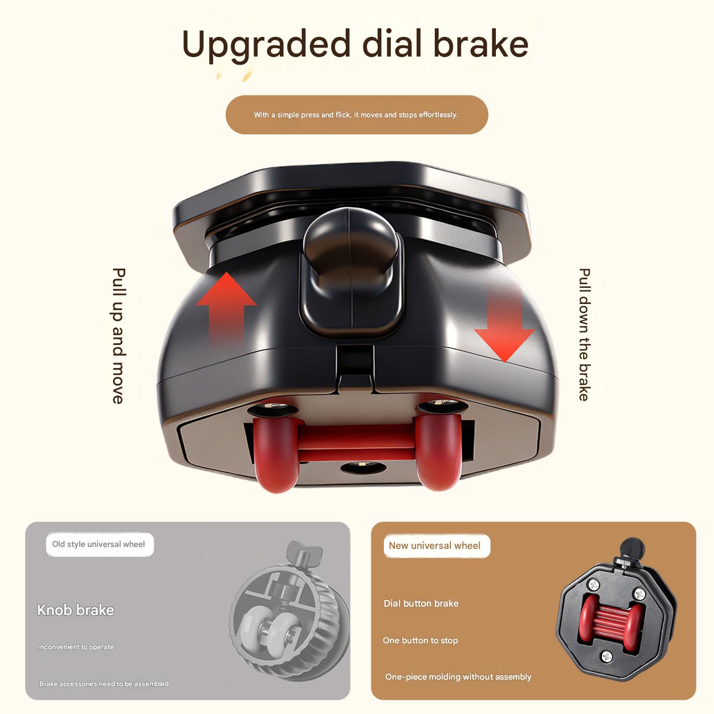 No-Drill Adhesive Caster Wheels — Heavy-Duty, Braked Swivel Wheels for Household Carts, Shelving Units, and Mobile Storage Racks