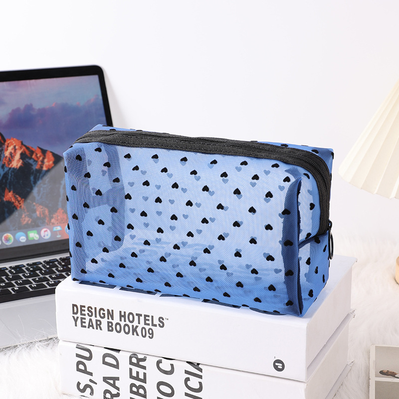 5 pcs Mesh makeup bag, makeup brush holder, cute and portable large-capacity cosmetic storage bag