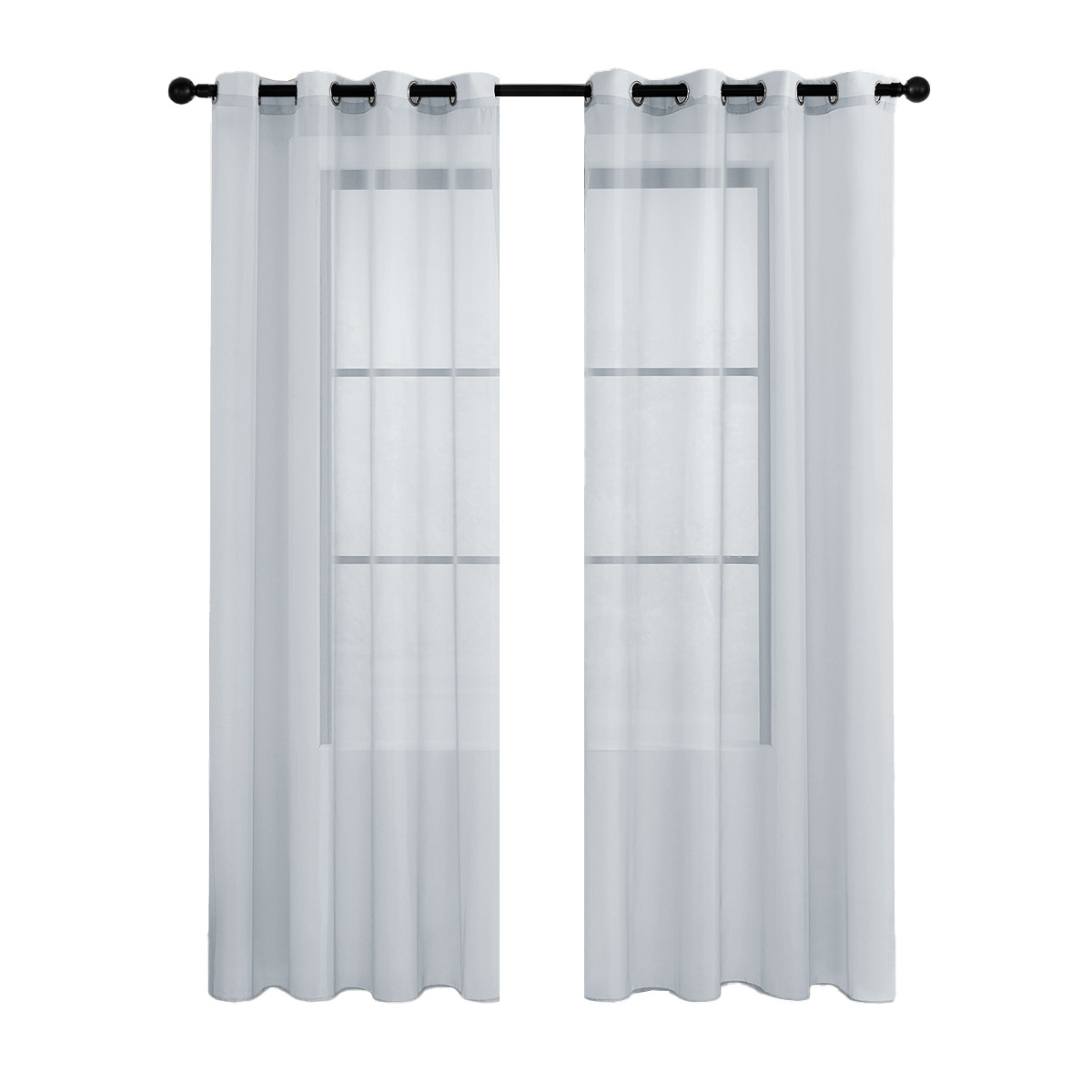 Solid color perforated trinylon sheer curtains, semi-blackout curtains, for living room and balcony decoration.