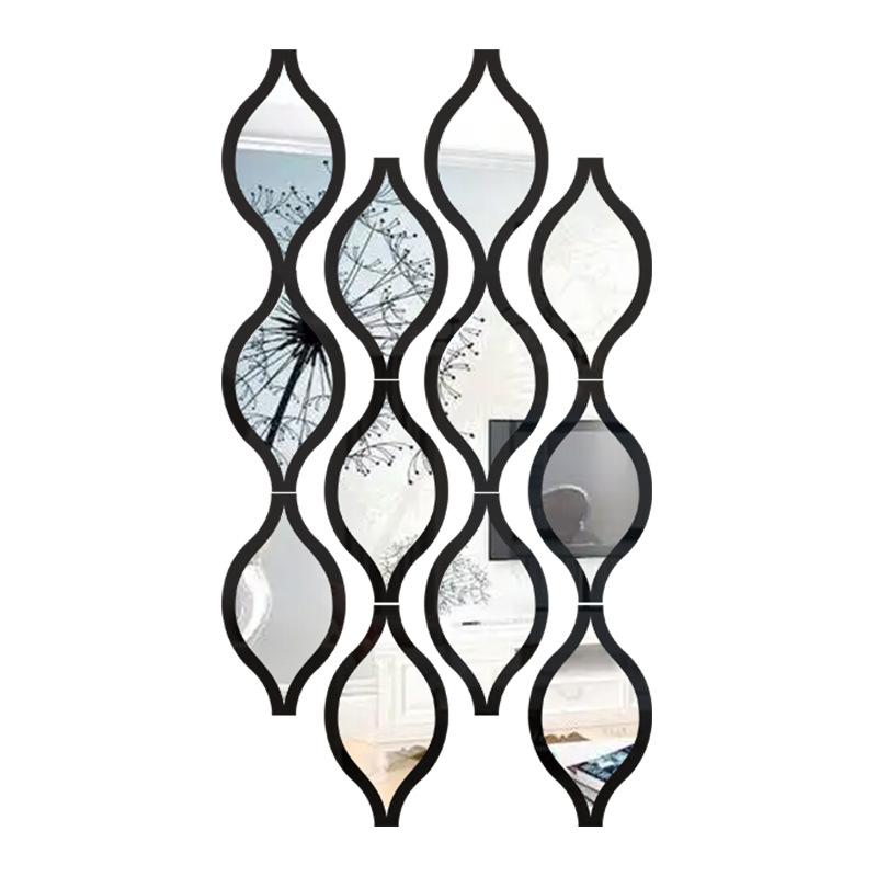 Double-layer teardrop acrylic mirror wall sticker, decorative water droplet mirror, self-adhesive living room background, diamond-shaped 3D