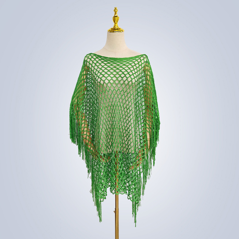 Monochrome knitted mesh openwork pullover shawl sun protection women's beach vacation woven swimsuit beach towel