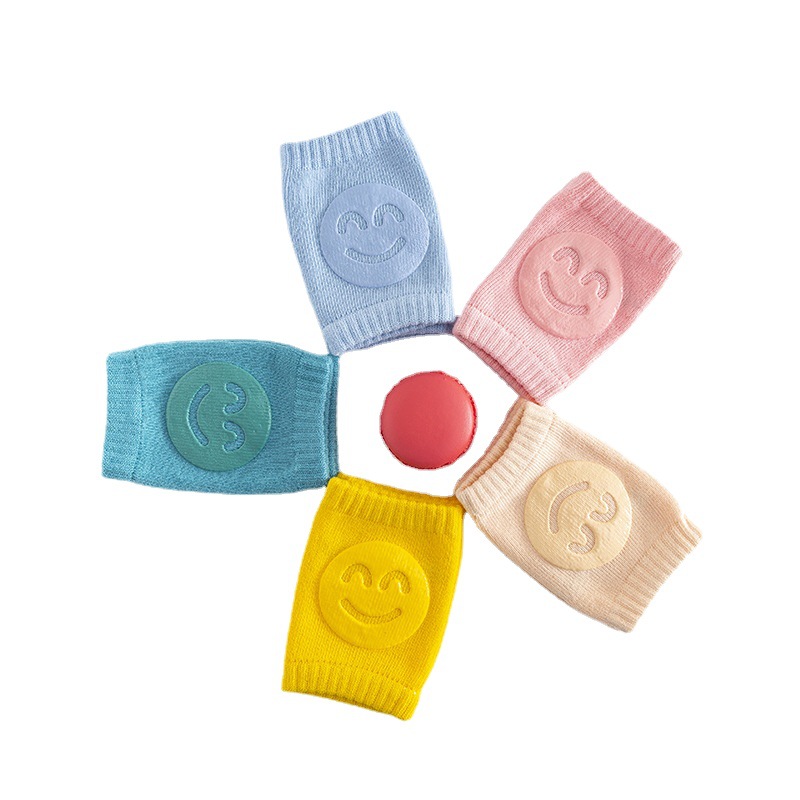 Terry cloth baby socks, elbow pads, toddler knee pads, smiley face knee pads