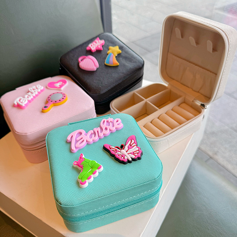 Portable Korean-Style "Barbie" Jewelry Box — Sweet & Cute "Ins-Style" Travel Organizer for Earrings, Necklaces, and Accessories