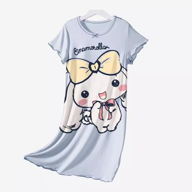 Girls' Pajamas, Thin Ice Silk Summer New Princess Style Cartoon Pajamas, Cute Casual Home Wear
