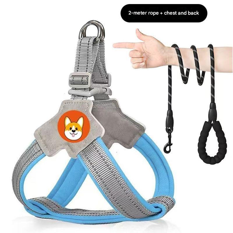 2M Dog leash vest style pet chest harness dog walking leash for small and medium-sized Corgis, Bichons, and Teddy dogs