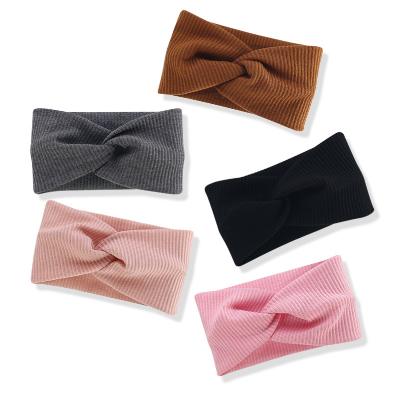 Ribbed cotton cross-stretch headband, wide-brimmed sports headscarf, yoga sweat-wicking headband