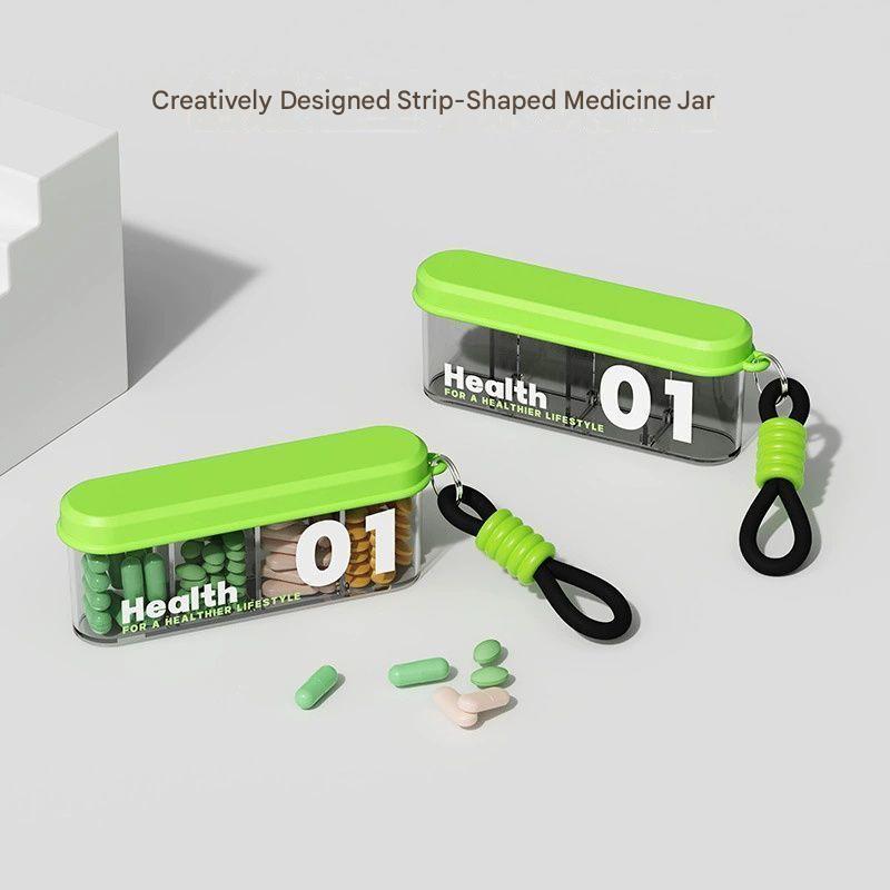 Portable medicine box, small medicine dispenser, mini medicine storage box for seven days a week, divided into compartments for three meals a day.