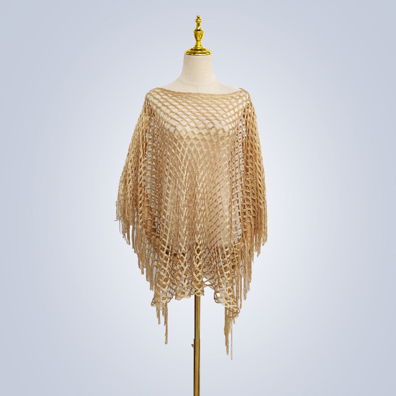 Monochrome knitted mesh openwork pullover shawl sun protection women's beach vacation woven swimsuit beach towel