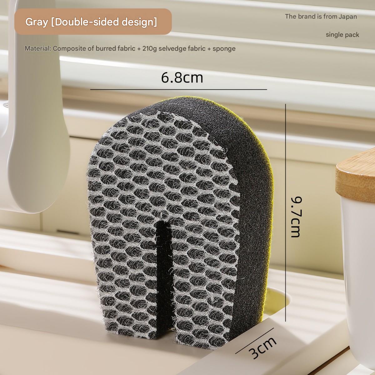 U-shaped double-sided sponge, household kitchen dishwashing magic eraser, sink and cutting board cleaner, mesh multi-purpose crevice brush.