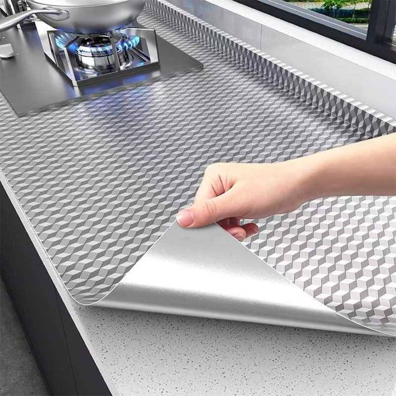 Waterproof, oil-proof, and moisture-proof stickers for cabinets, drawer liners, stovetop aluminum foil, tin foil, and self-adhesive wallpaper.