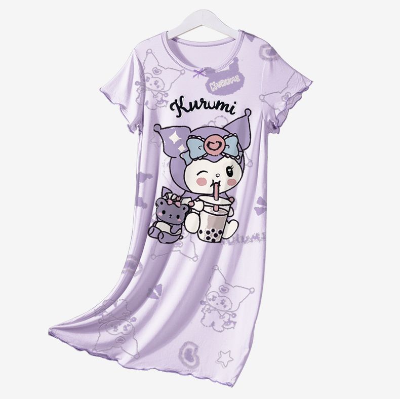 Girls' Pajamas, Thin Ice Silk Summer New Princess Style Cartoon Pajamas, Cute Casual Home Wear
