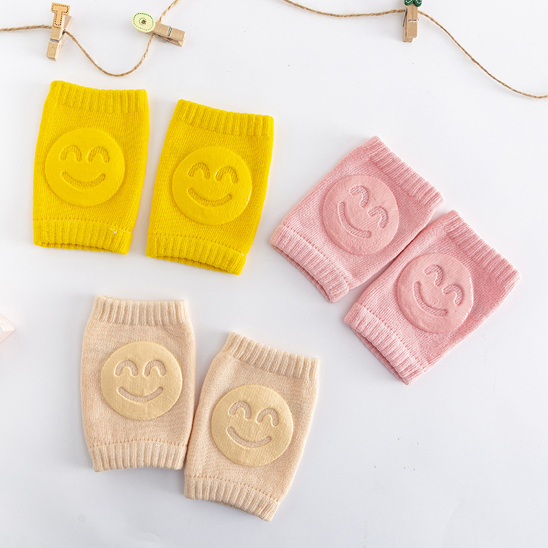 Terry cloth baby socks, elbow pads, toddler knee pads, smiley face knee pads