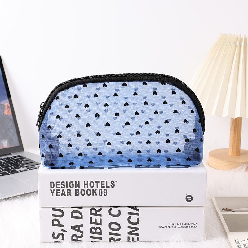 5 pcs Mesh makeup bag, makeup brush holder, cute and portable large-capacity cosmetic storage bag