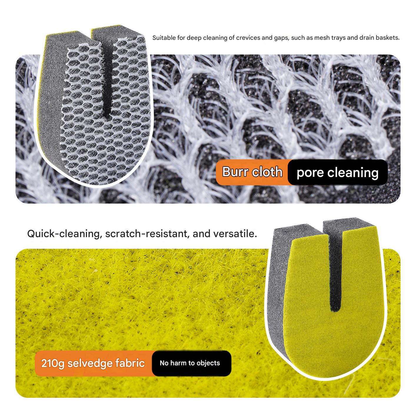 U-shaped double-sided sponge, household kitchen dishwashing magic eraser, sink and cutting board cleaner, mesh multi-purpose crevice brush.