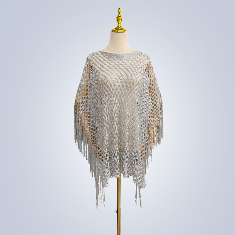 Monochrome knitted mesh openwork pullover shawl sun protection women's beach vacation woven swimsuit beach towel